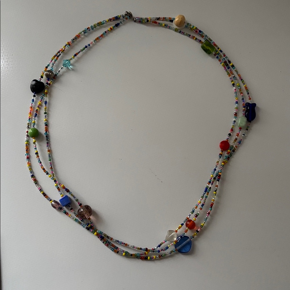 Handmade Multicolor Multistrand Beaded Necklace